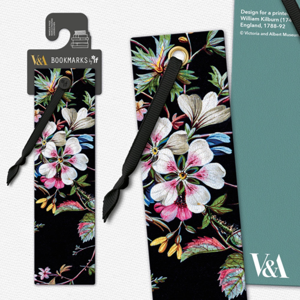 V&A Bookmark Black Floral