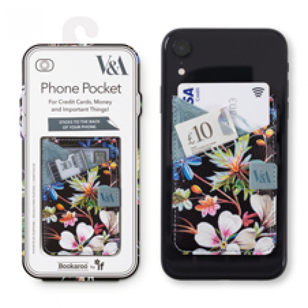 V&A Bookaroo Phone Pocket Kilburn Black Floral