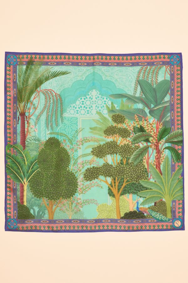 Secret Paradise Aqua Silk Square Scarf