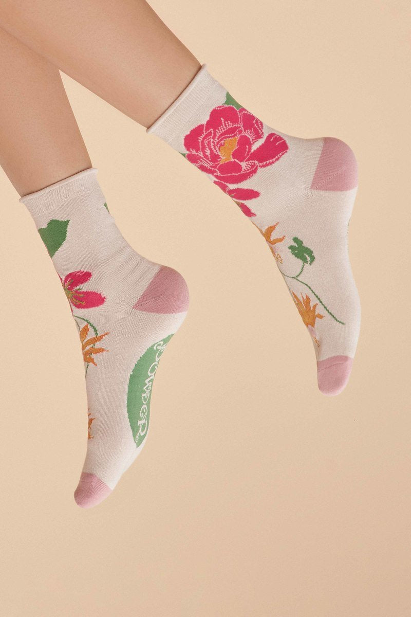 Tropical Flora Trainer Socks Coconut