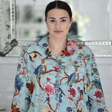 Load image into Gallery viewer, Blue Exotic Flower Ladies PJs
