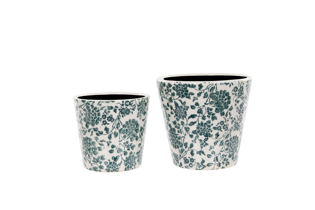 Green Floral Plant Pot - Large