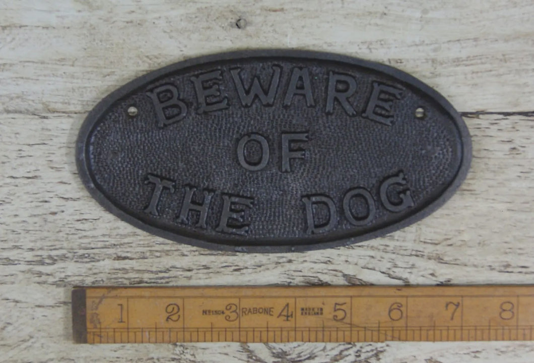 Beware of the Dog Iron Plaque & Chain